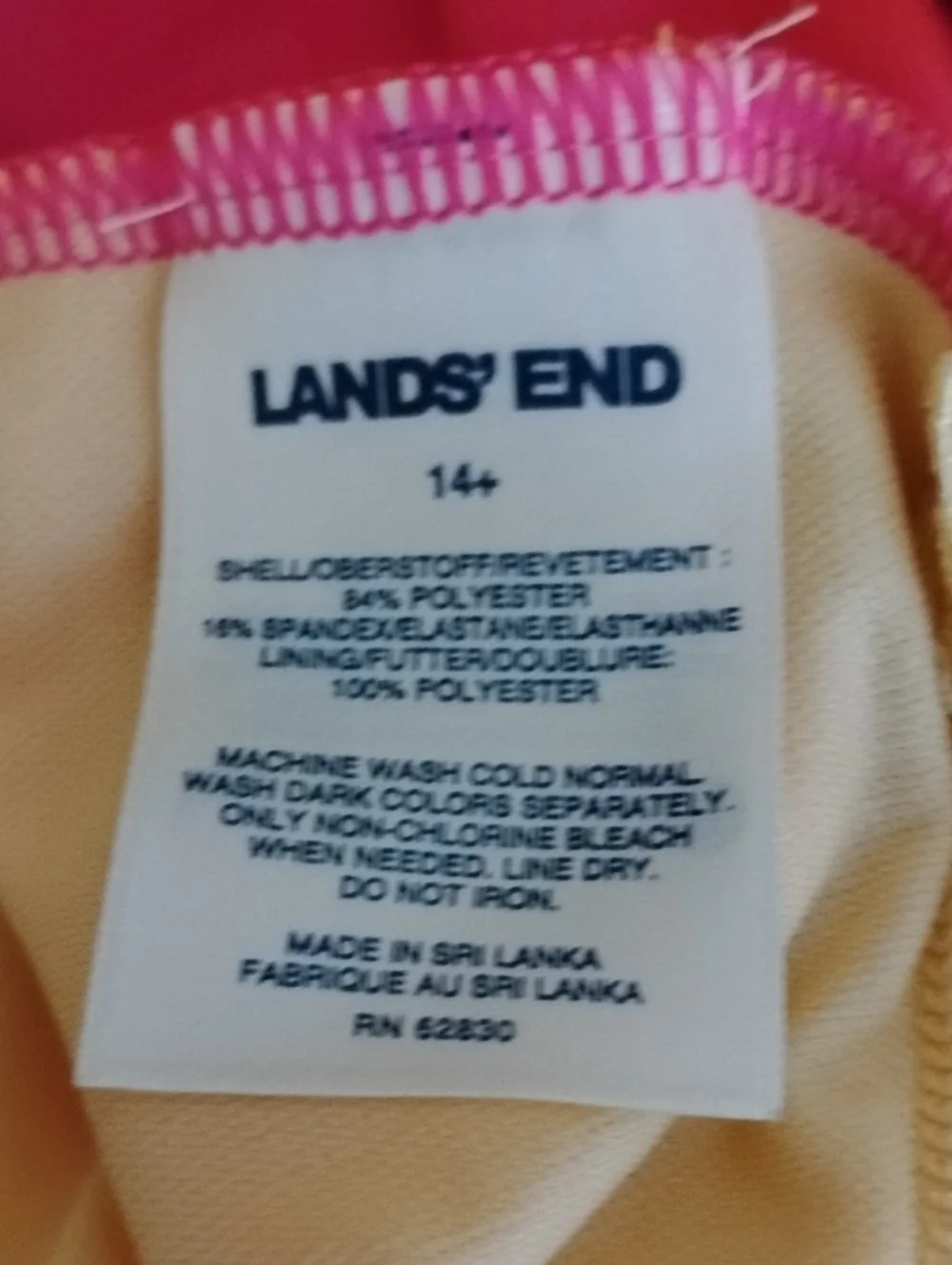 Lands' End Neon Color Blocked One Piece Girl's Swimsuit 14+